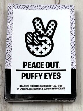 PEACE OUT Puffy Eyes 6pr Biocellulose Dark Circle Under-Eye Patches NIB NEW